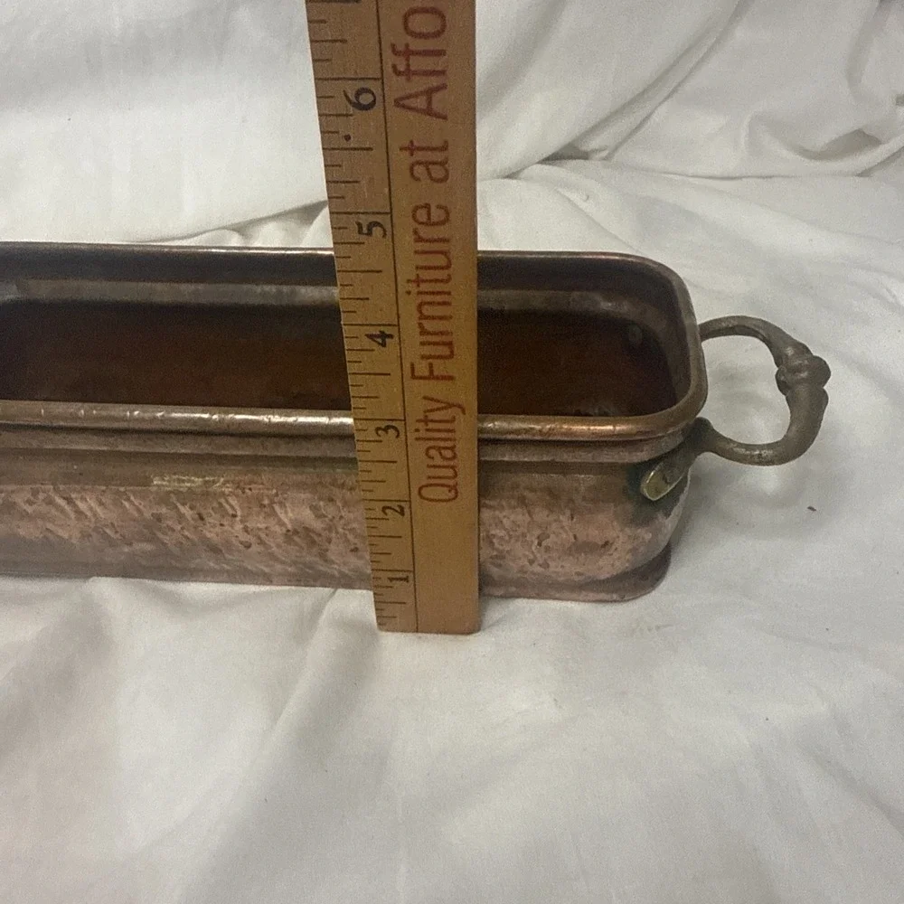 Antique Copper Fish Poacher Pan Ornate Brass Handles No Mark Incomplete Vessel